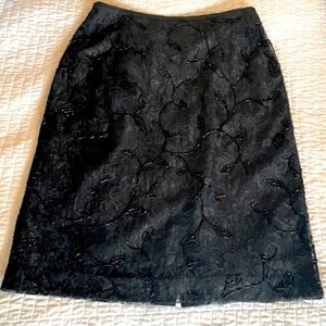 Ann Taylor Black Lace and Beaded Pencil Skirt Size 4